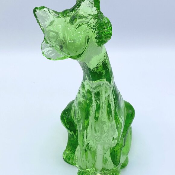 Fenton Glass Apple Green Alley Cat Figurine by Mosser Glass 11.0" A263 - Picture 5 of 6